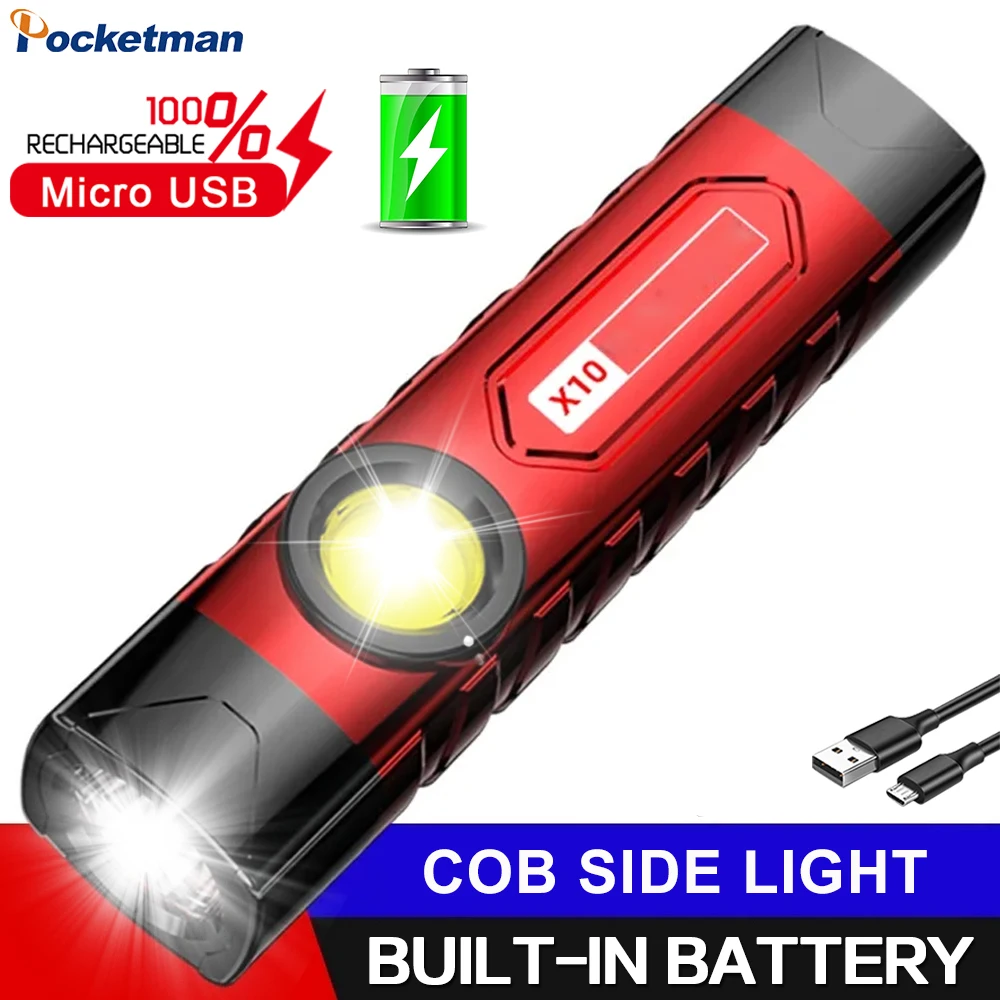 

Pocketman 5 Modes USB Rechargeable Flashlight Super Bright Mini Flashlights Pocket Flashlight Waterproof Torch with Battery