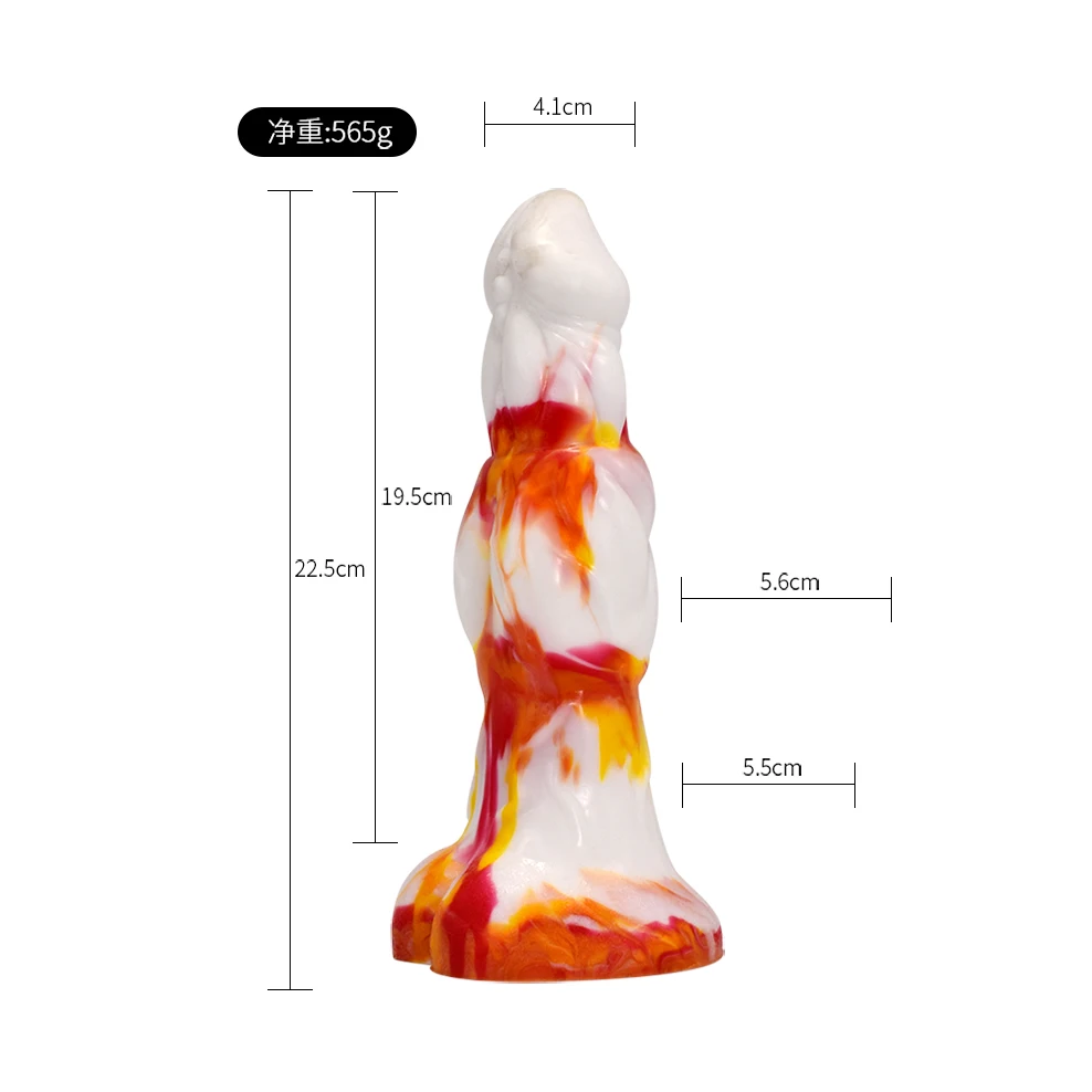 FAAK 2021 New red yellow white flame horse dog dildos silicone anal sex toys colorful animal Dragon penis sucker masturbator