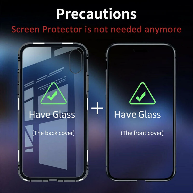 Double Sided Glass Magnetic Metal Case For Samsung Galaxy S8 S9 S10 Plus S10E S21 Phone Case For Samsung Note 9 8 Case