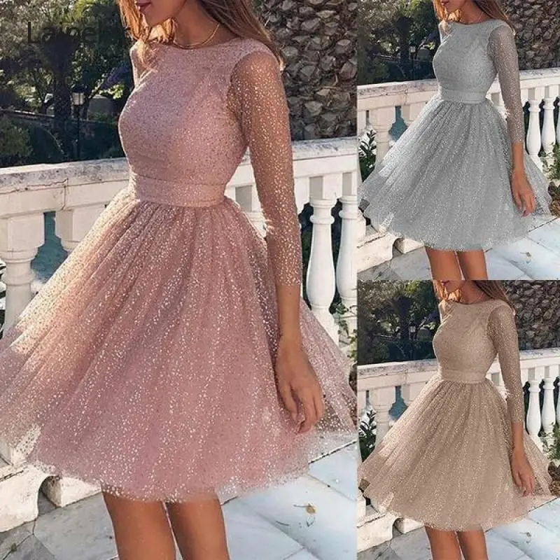 

S-5XL Women's Fashion Long Sleeve Dress High Waist Formal Dress Cocktail Party Dress Party Elegant Dress