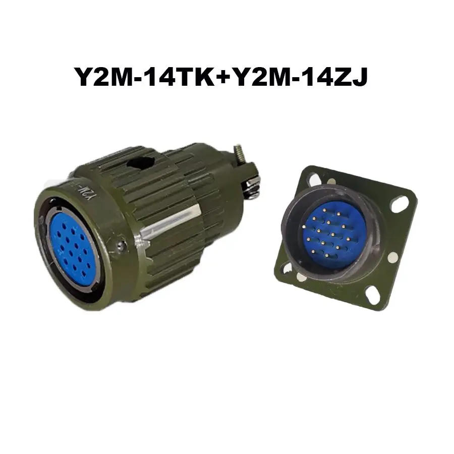 1 Set Y2M-2TK+2ZJ/3/4/5/7/10/14/16 Pin Aviation Connector Military Circular Plug Socket YP21 Series 21mm