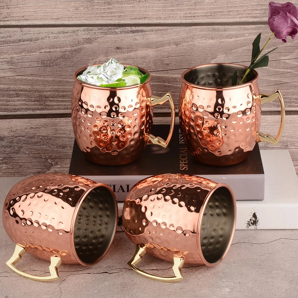 530ml Stainless Steel Mega Mug Moscow Mule Hammered Texture Ice Bucket Water Glass Drinkware Gift Party Favor Home Water Bottle