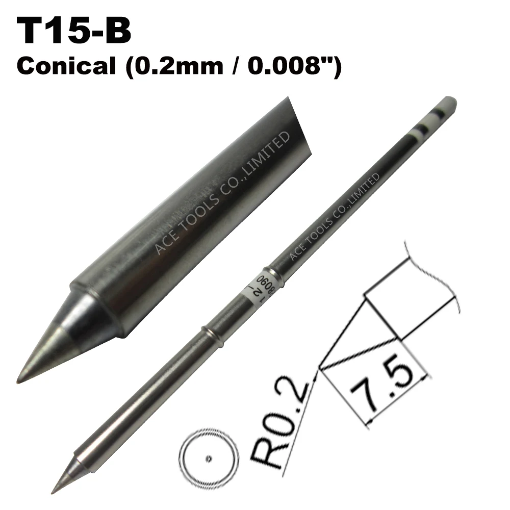 5 PCS T15-B Conical Replace Soldering Tips for HAKKO FM-203 FM-204 FM-206 FX-951 FX-950 FX-952 FX-9501 FM-2028 FM-2027 FM-2021