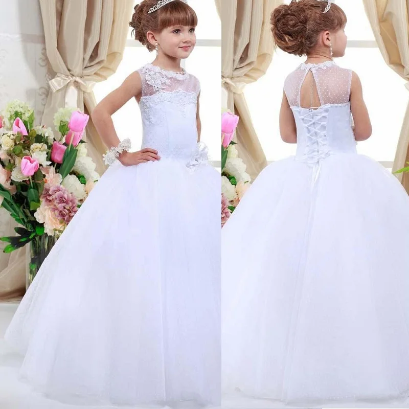 Formal Kids Flower Girl Dresses for Wedding First Communion Dresses for Girls Vestidos De Comunion Princess Gown Floor-Length