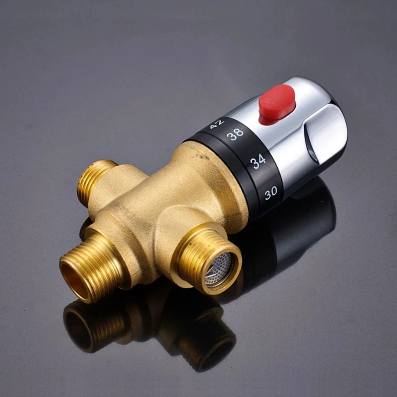 

Chrome Finish Solid Brass Thermostat Faucet Thermostatic Mixing Valve Bathroom Water Temperature Control Faucet Cartridges