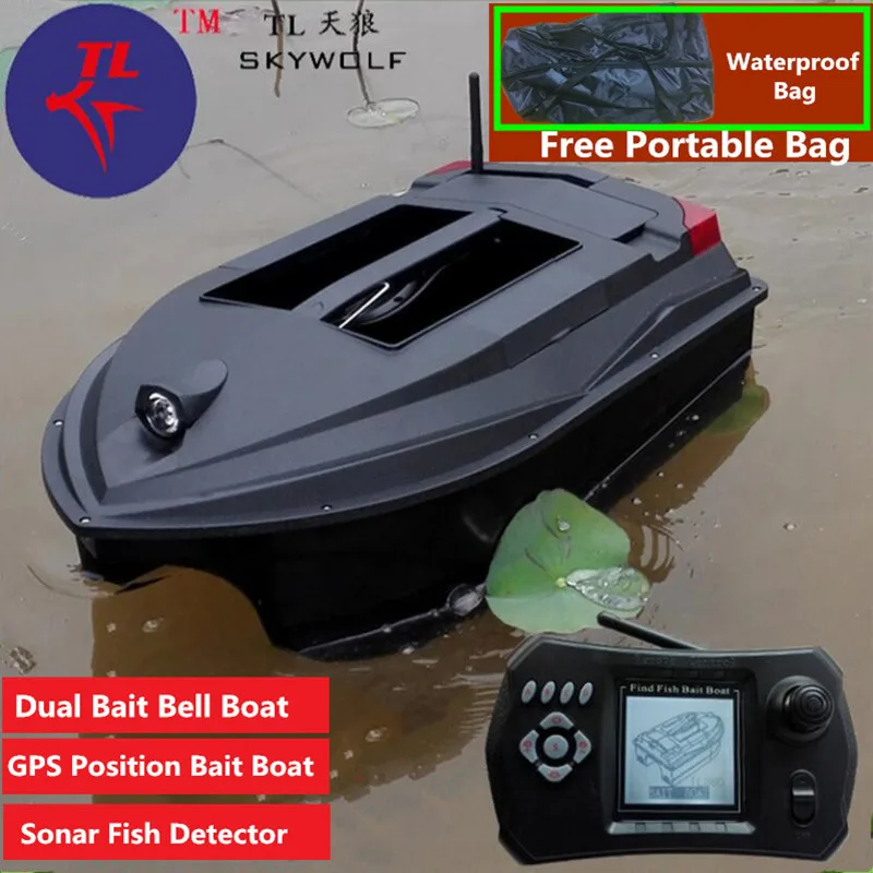 GPS Position Smart Remote Control RC Bait Boat TL-380D With Double Hopper Remote Control Sonar Fish Detector Fishing Bait Boat