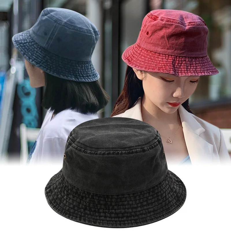 2022New Fisherman Hat Panama Denim Bucket Hats Outdoor Men Women Washed Cotton Bucket Cap Fashion Hip Hop Gorros Bob Hat