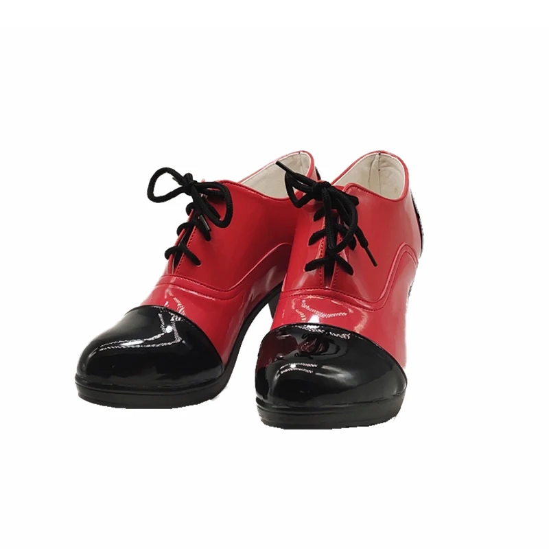 Anime Black Butler Grell Sutcliff Cosplay Shoes Red&Black Ankle Boots High Heels Adult Carnival Halloween Cosplay Boots