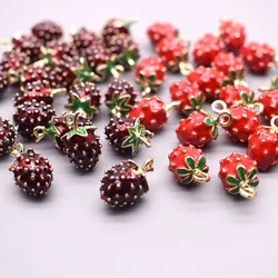 Small Red Strawberry Charm Pendant Jewelry Making Alloy Drop Oil Pendant DIY Bracelet Earrings Decorative Pendant Accessories