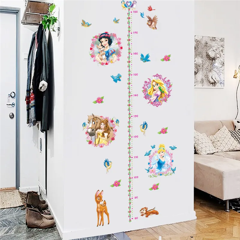 Colorful Princess Bird deer height measure wall stickers decals children bedroom kindergarten Decoration wall sticker Decals