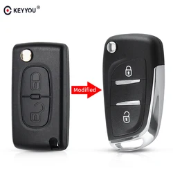 KEYYOU-carcasa para llave de coche con tapa modificada, funda para llave remota para Citroen C2 C3 C4 C5 C6 XSARA PICA para Peugeot 306 407 807 CE0523