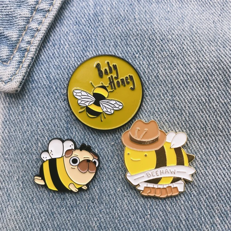 Cartoon Cute Sweet Animal Bee Round Bird Butterfly Brooch Clothes Bags Pin Alloy Badge Fashion Woman Jewelry Gift For Friends