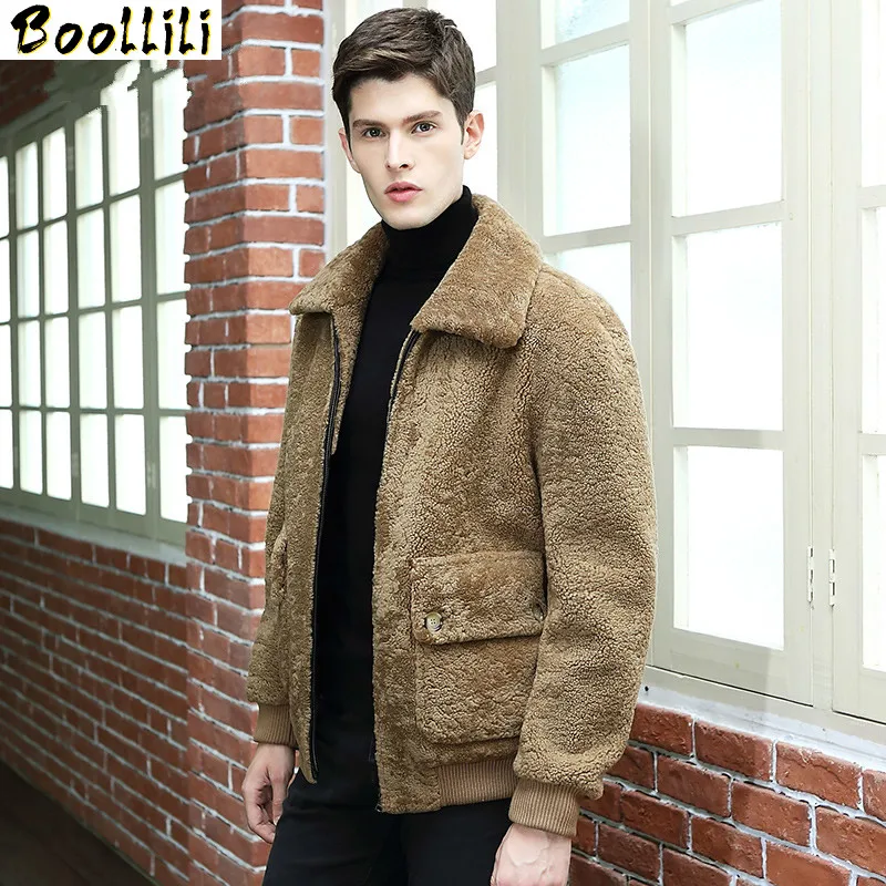 

Winter Boollili Autumn Jacket Men Natural Fur Coat New Leather Jackets Real Sheep Shearling Coat Vintage Erkek Mont