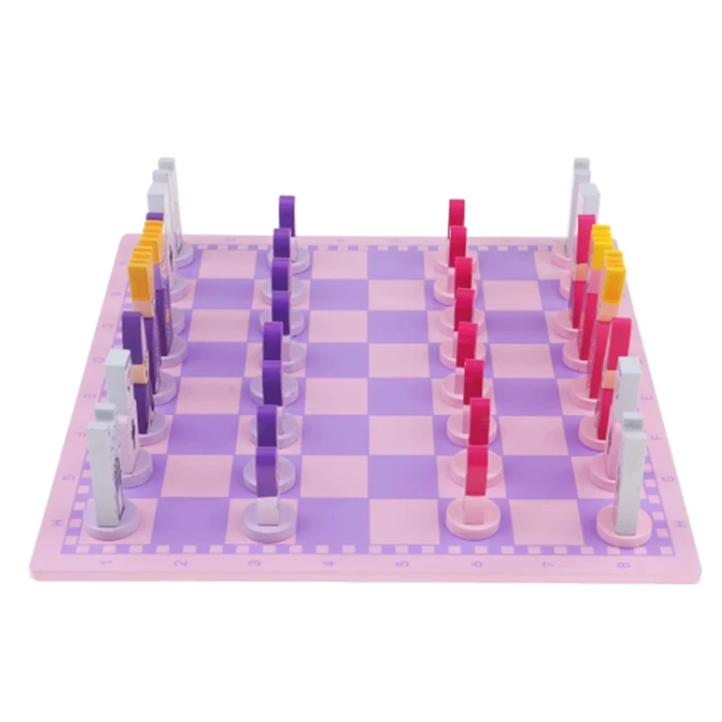 Travel Chess Set with Chess Board Educational Toys for Kids and Adults Pink