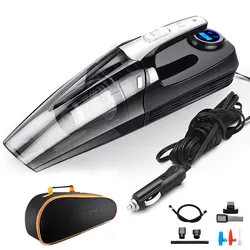 4 In 1 Powerful Car Vacuum Cleaner Car Air Compressor Tire Pressure Gauge Cord Vacuum Cleaner For Car With LED Light