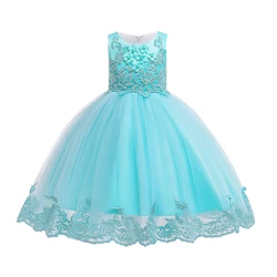 Apliques de encaje para niñas, Vestidos de fiesta, verano, cumpleaños, Princesa, boda, dama de honor, 3 a 10 años