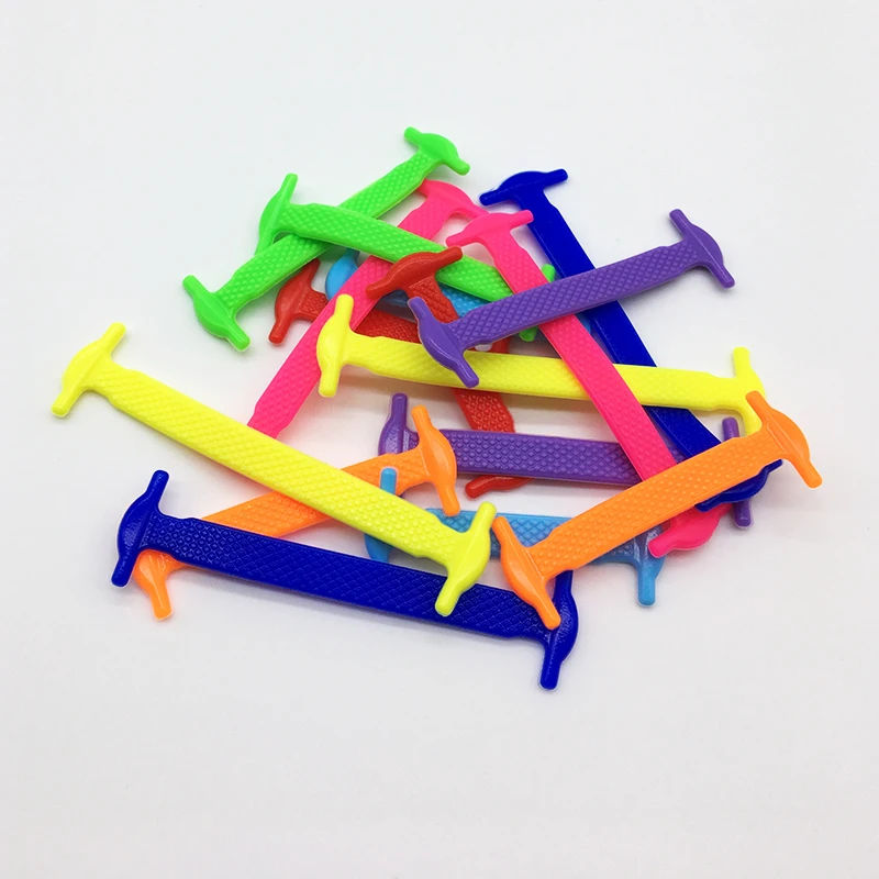 16 stks/partij Siliconen Schoenveters Geen Stropdas Schoenveters 12 kleuren Elastische Kant Schoenveter Creatieve Lui Siliconen Veters Rubber Kant