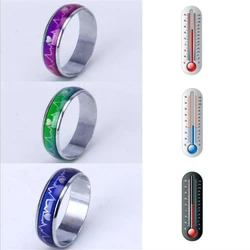 Emotion Feeling Mood Heart Rate Colorful Changing Magic Stainless Steel Couple Finger Ring Engagement Jewelry For Women Men Gift