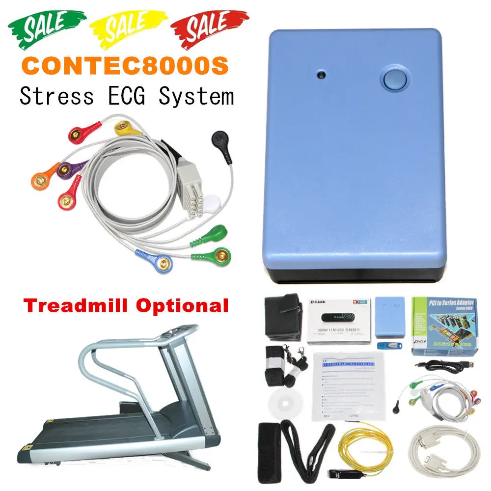 CONTEC 8000S Wireless Exercise Stress ECG Analysis System Machine PC Software Recorder Ready to Use Well Packed Safe to door