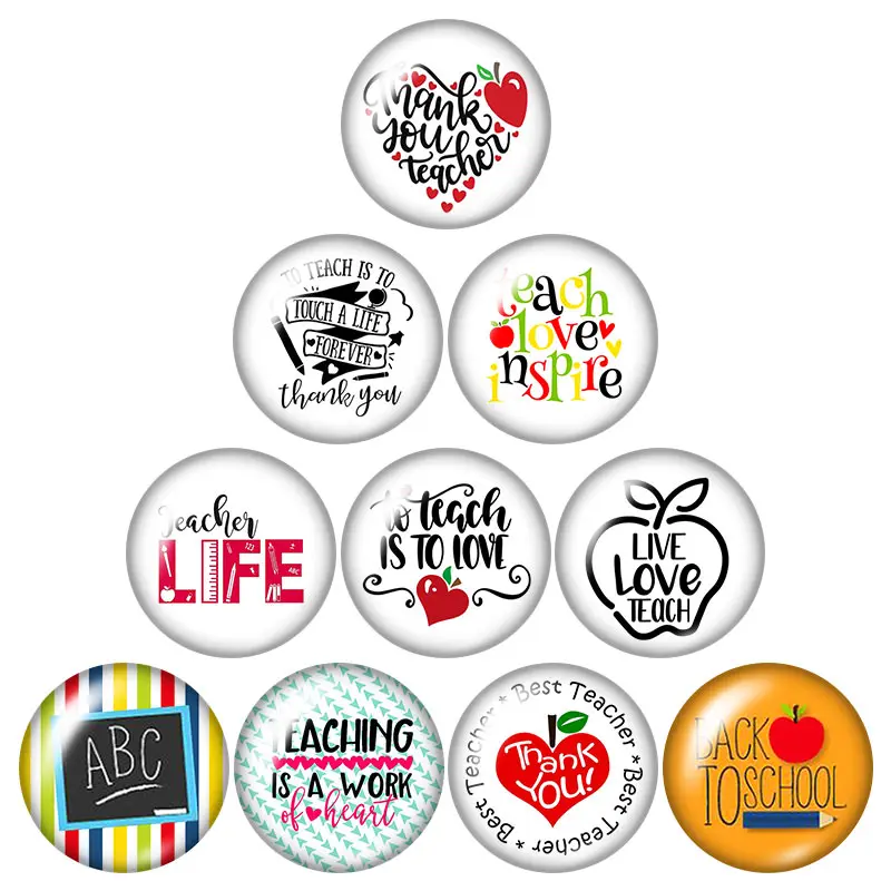 

New Teach love inspire Love teacher 10pcs 12mm/18mm/20mm/25mm Round photo glass cabochon demo flat back Making findings