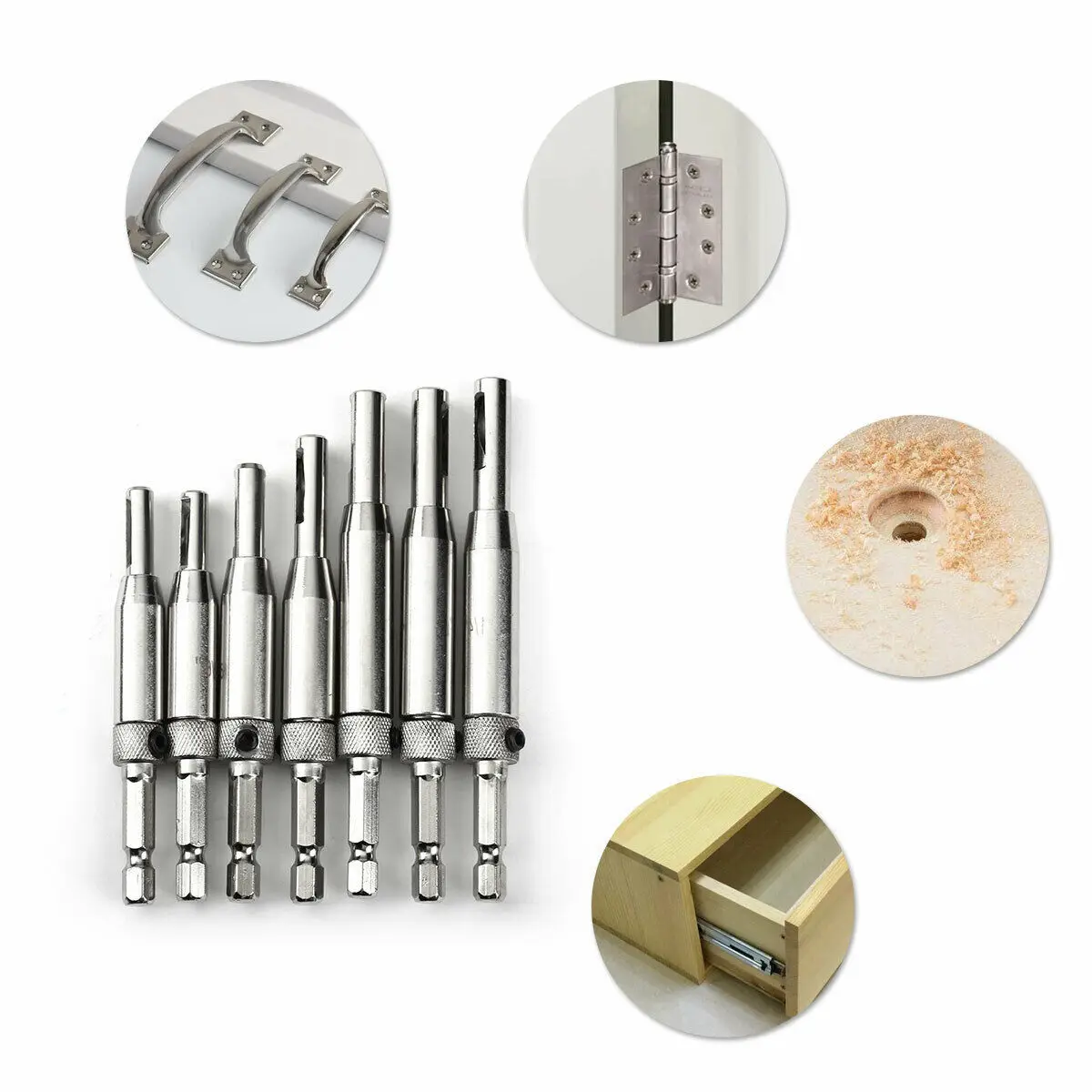 21pcs Core Drill Bit Set Hole Puncher Hinge Tapper for Windows Doors Self Centering Woodworking Hole openner Power Tool 5/64-1/4