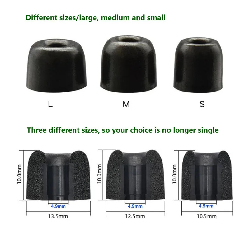 4 ชิ้น/2 คู่ ANJIRUI T400 4.9 มิลลิเมตร L M S Ear Pads/หมวกหน่วยความจําหูโฟม Eartips NT-400 สําหรับหูฟังชนิดใส่ในหูเคล็ดลับฟองน้ํา Ear Pads