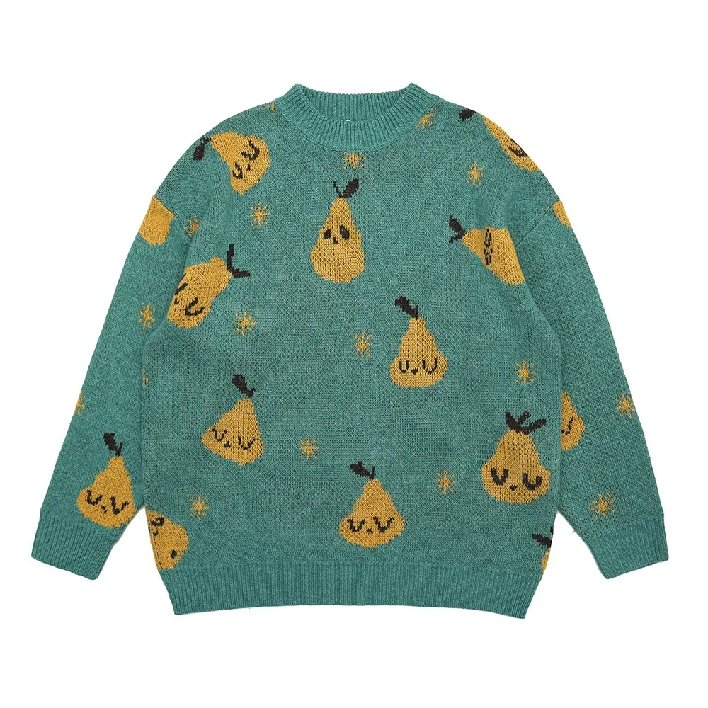 

Funny Kawaii Sweet Green Vintage Designer Oversized Woman Sweaters Winter Clothes Women New Pullover Femme Chandails Top
