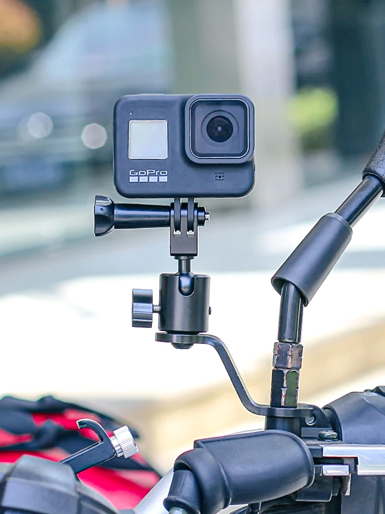 Halterung für Rückspiegel halterung aus Aluminium, Halterung für Sport kamera halter, kompatibel mit Gopro Hero 11/10/9/8 schwarz