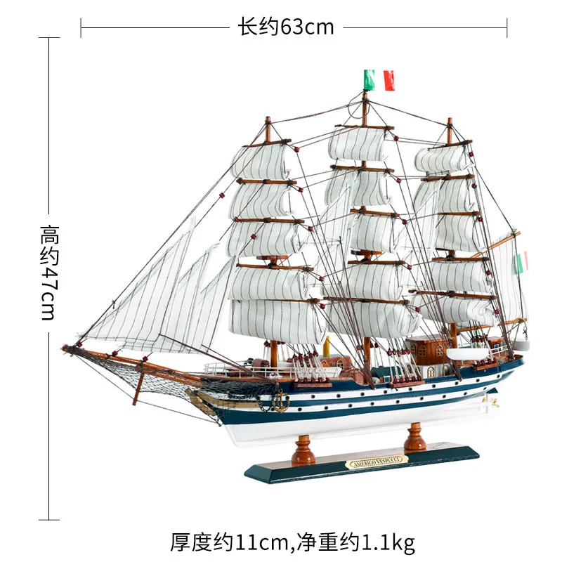 Hot Selling Wooden Sailboat Model Ornament Solid Wood Living Room Decoration Ship European Style Gift