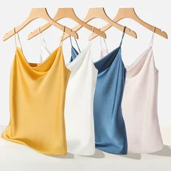 Crop Top Cami Satin Women Thin Wild Solid Camis Vest Women Tank Tops Summer Sexy Strap Basic Tops Silk Sleeveless Y2K Camisole