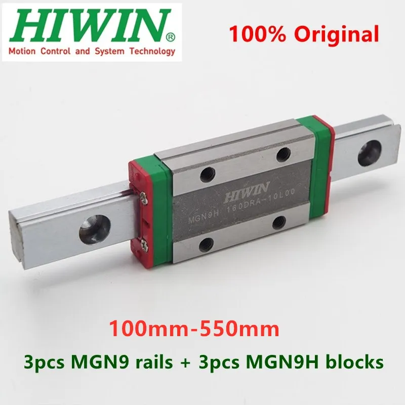 

3pcs Original Hiwin linear guide MGN9 150 200 250 300 330 350 400 450 500 550 mm MGNR9 rail +3pcs MGN9H block slider cnc parts