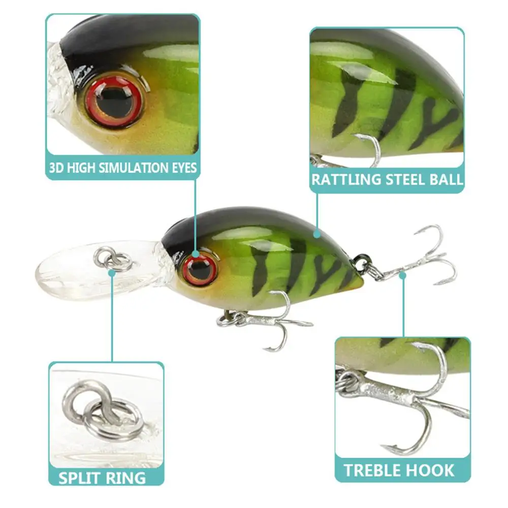Mises 4cm 3.6g Seven Colors Floating Bionic Crank Little Fatty Lure Artificial Plastic Hard Bait Fishing Lure Wobbler