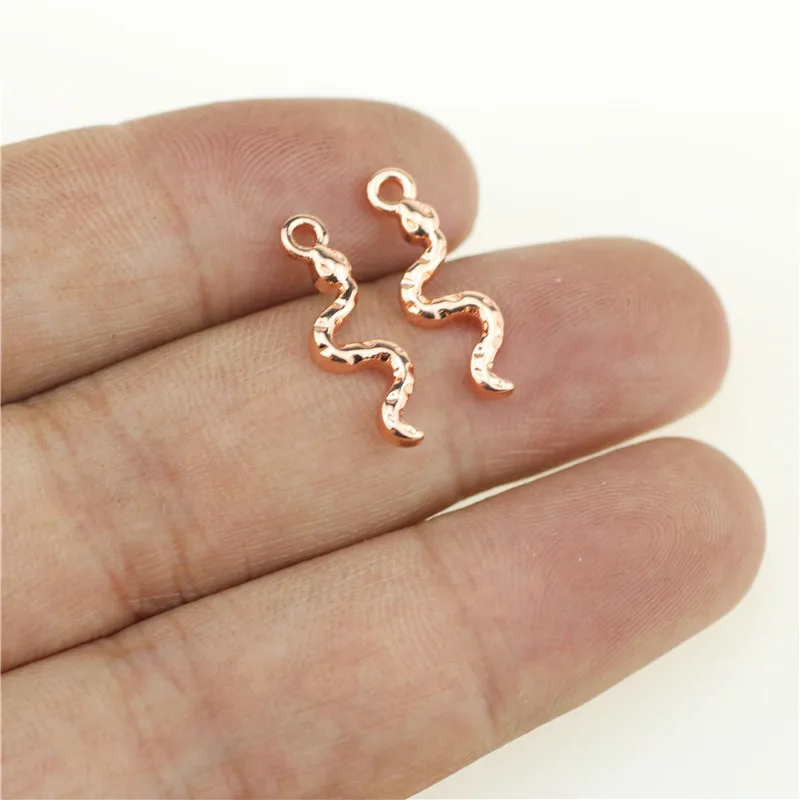 20pcs 16mm Tiny Snake Zinc alloy Jewelry DIY Charms Pendant Necklace,Eearrings,Bracelets 3 Colors