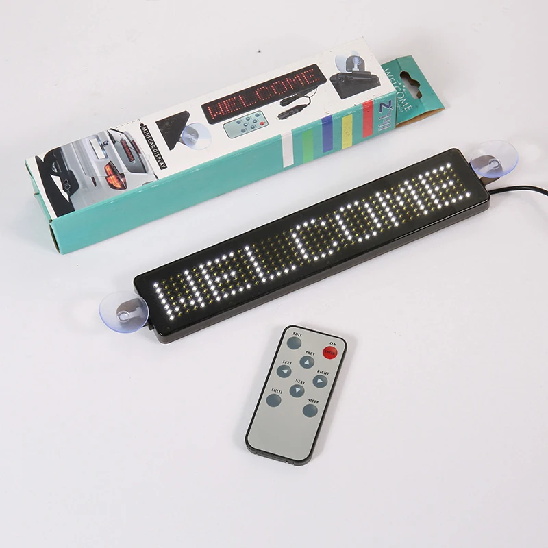 Carro programável LED Display Screen, Controle Remoto, Mensagem de rolagem, Veículo LED Sign, Cabo, 23cm, 12V, 7x41 Pixels