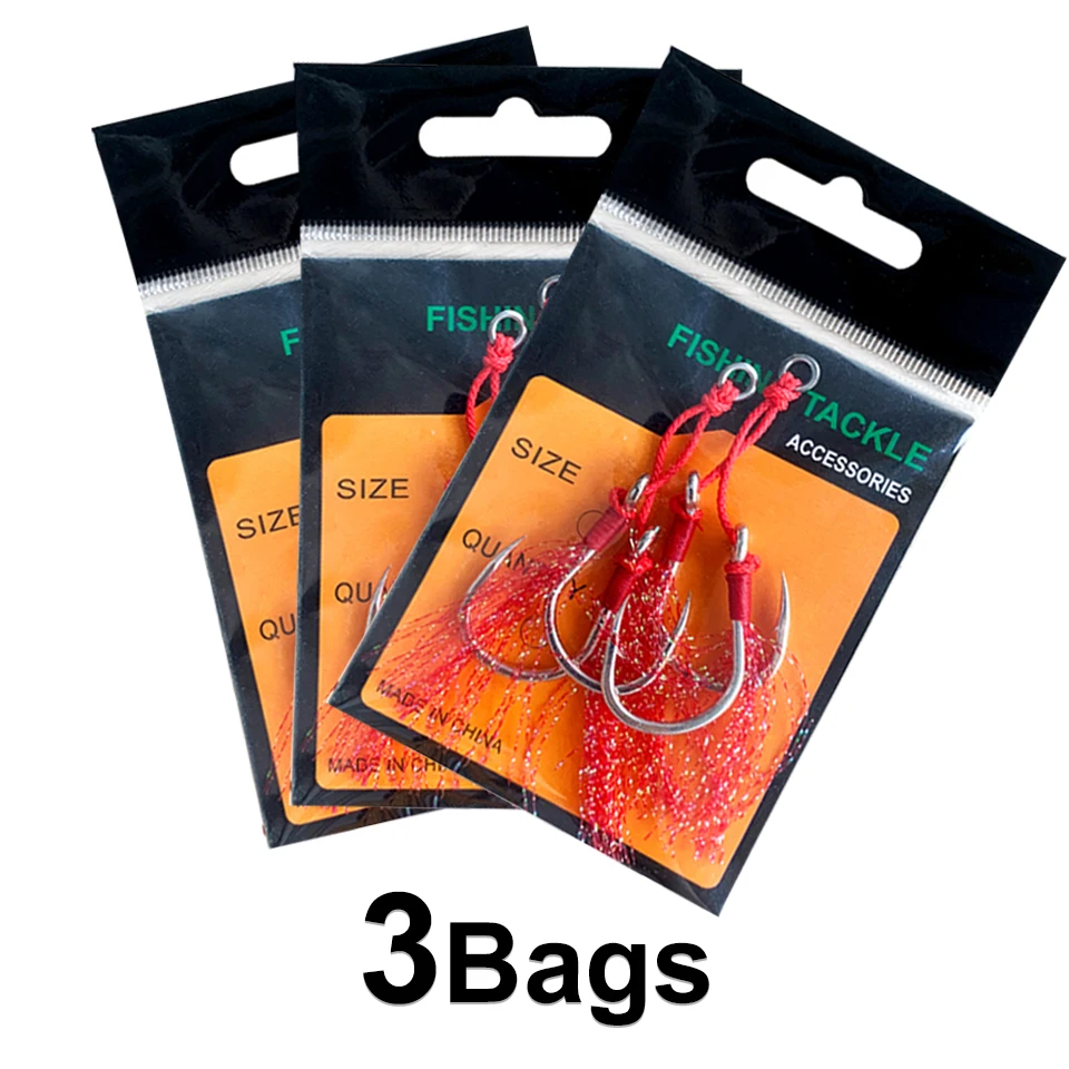 OBSESSION 6pcs 2/0 3/0 5/0 7/0 9/0 Jigging Trolling Assist Hooks Predator Saltwater Carp Fishing Hooks Sea-bream Accessories