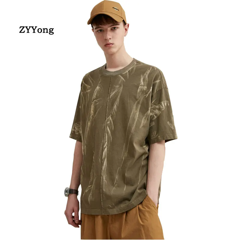 2020 New Men Green Purple Hip Hop Print T-shirt Casual Short Sleeve O-Neck Fashion Nature Printed t shirt Men Tees