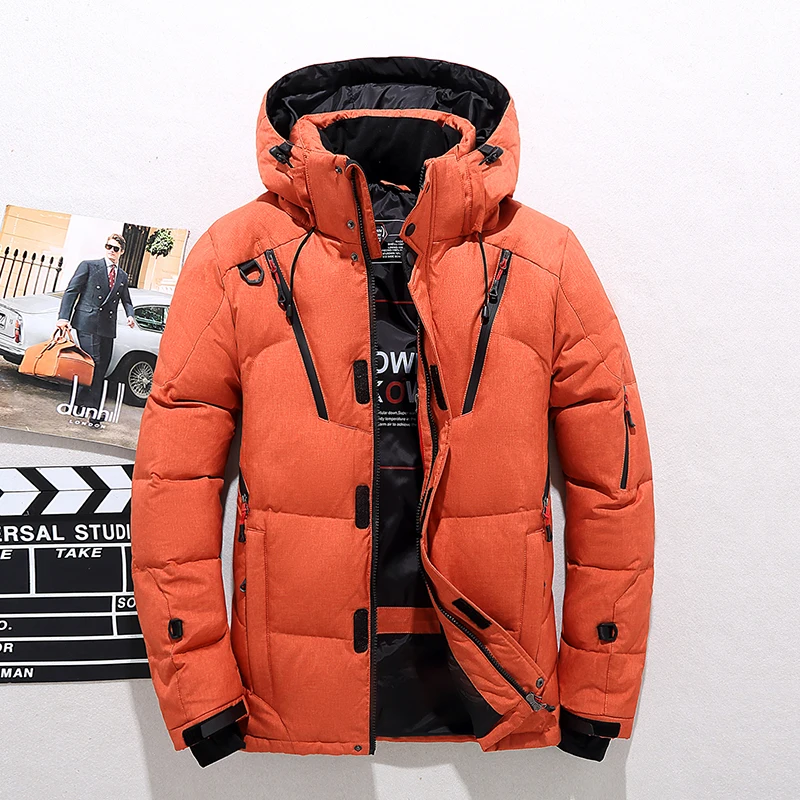 High Quality Overcoat Fashion Down Jacket Men Winter Warm Men Jacket Coat White Duck Down Parka Thick Puffer Stand Thick Hat