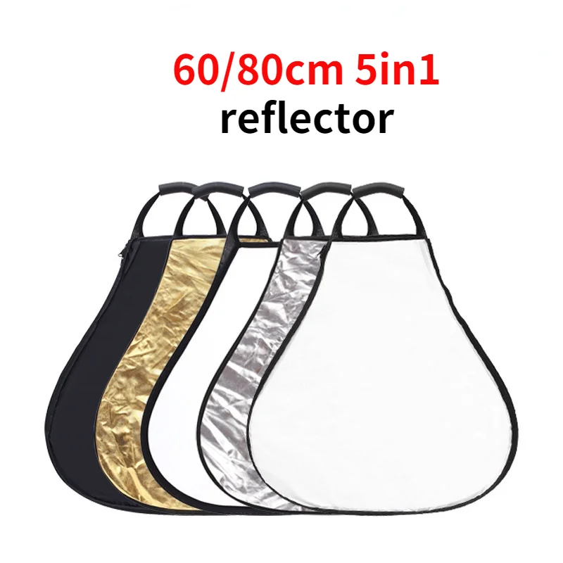 Refletor triangular 5 em 1 de 60/80 cm com alça para iluminação de estúdio fotográfico &   Refletor de luz dobrável para iluminação externa