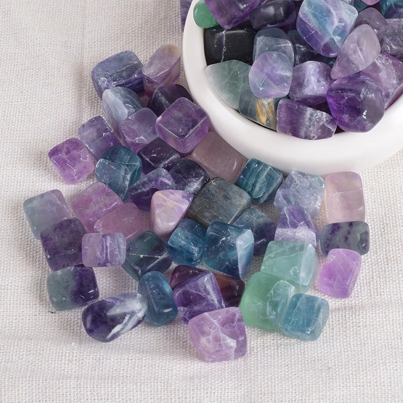 230 g Tumbled Stone 12-15 MM Natural Fluorite Mineral Quartz Irregular Polishing Bead Chakra Garden Home Decoration Accessories