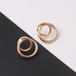 New Geometric Double Round Circle Stud Earrings for Women Statement Earring Jewelry Fashion Hollow Gold Color Wedding Brincos