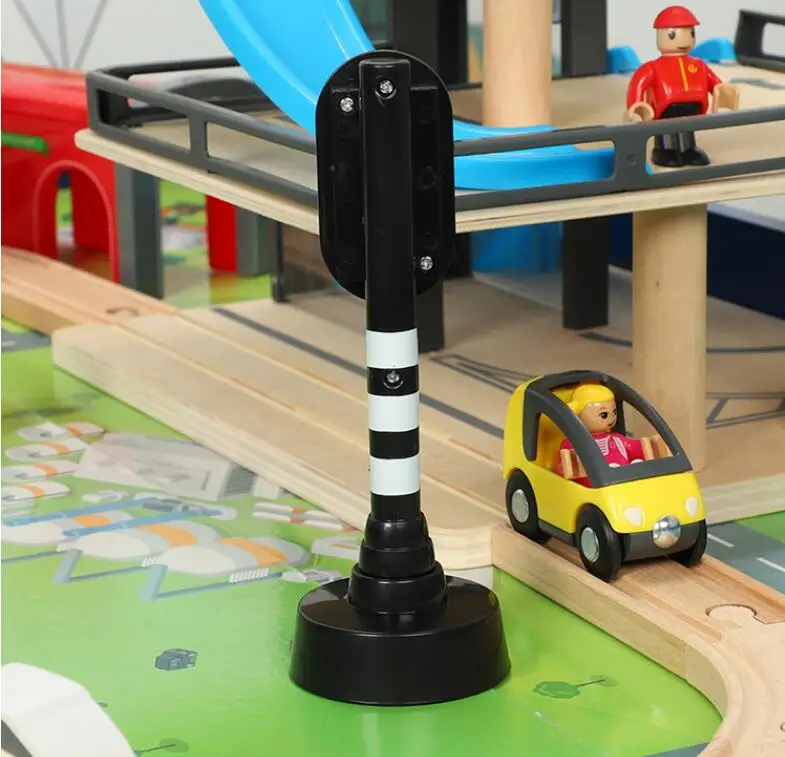 Wooden Track Train Railway Set Accessories Traffic Light Scene Rail Transit Fit For Wood Magnetic Track Train Educational Toys