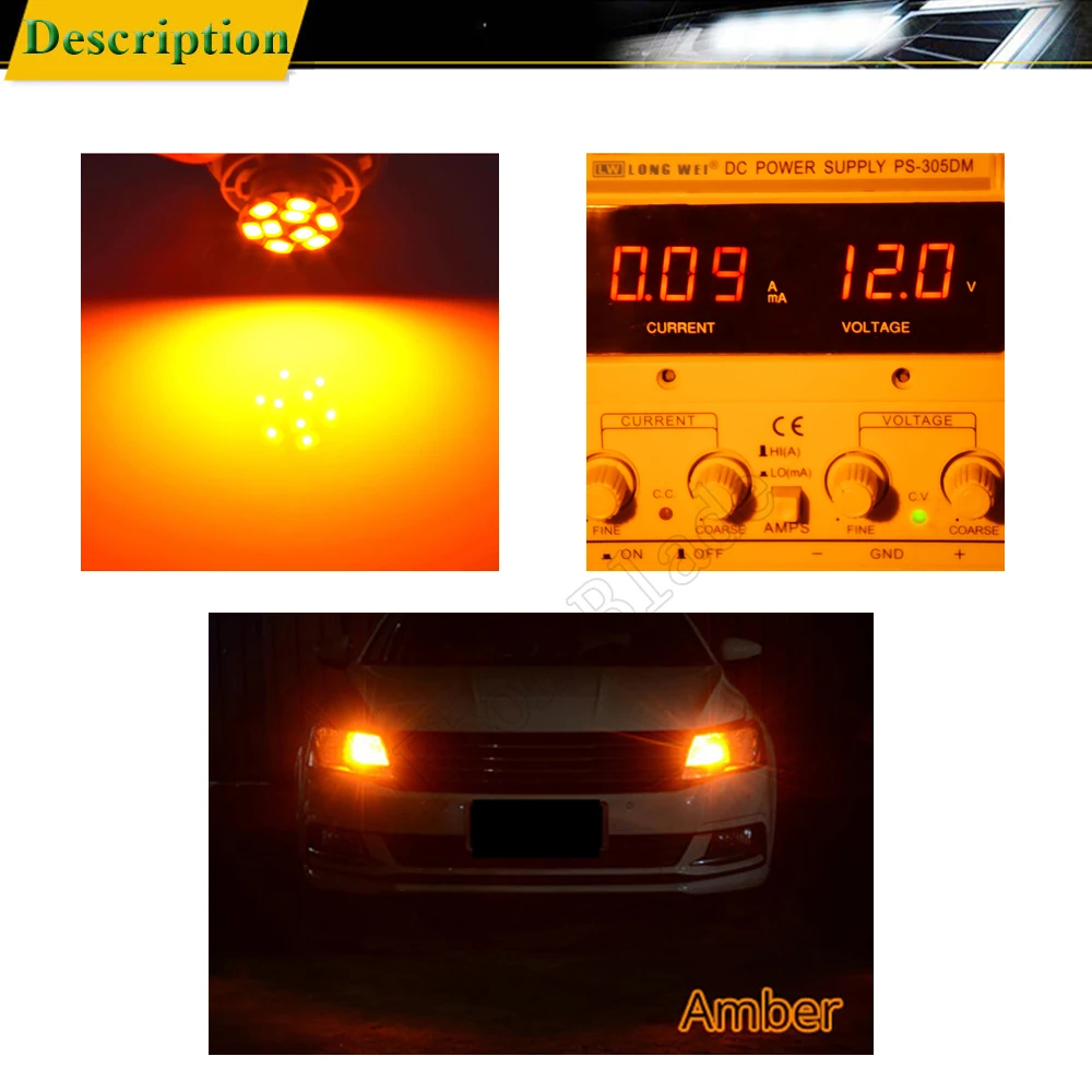 1Pcs Amber Yellow Orange BAU15S 7507 PY21W 1156PY 12V LED Bulb Lamp For Car Auto Front Turn Signal Light Styling