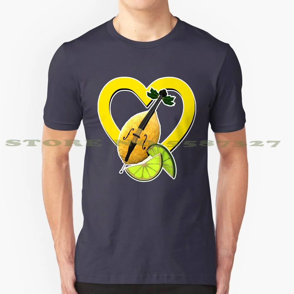 I Love Limoncello 100% Cotton T-Shirt Limoncello Limon Cello Liqueur Yellow Green Instrument Fun Geek Freak Lemon Citric Heart