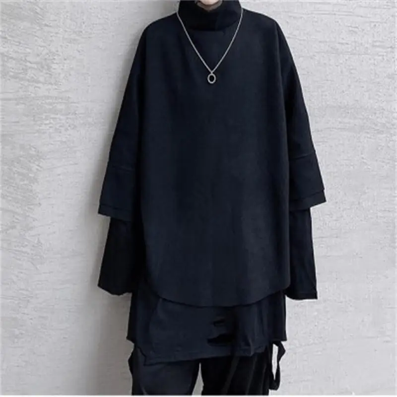 

Autumn and winter original dark series of simple seven-sleeve short paragraph loose stand-collar fabric Japanese fashion