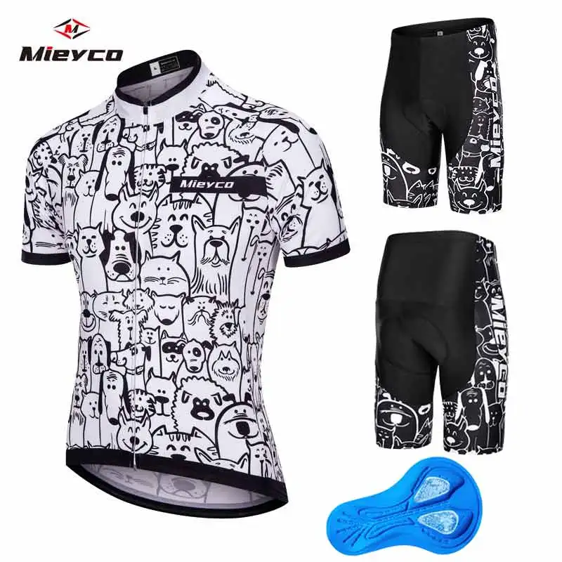 maillot ciclismo hombre Cycling Jersey sets White Cartoon Cat Bicycle Short Sleeve Cycling Clothing Bike maillot Cycling Jersey