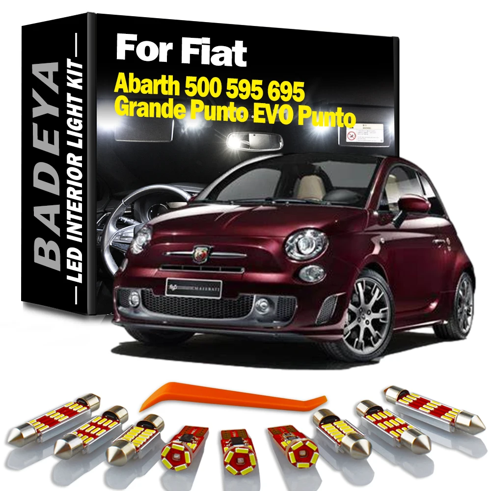 BADEYA Canbus LED Interior Map Dome Trunk Light Kit For Fiat Abarth 500 595 695 500C 595C 695C Grande Punto EVO Punto Car Bulbs