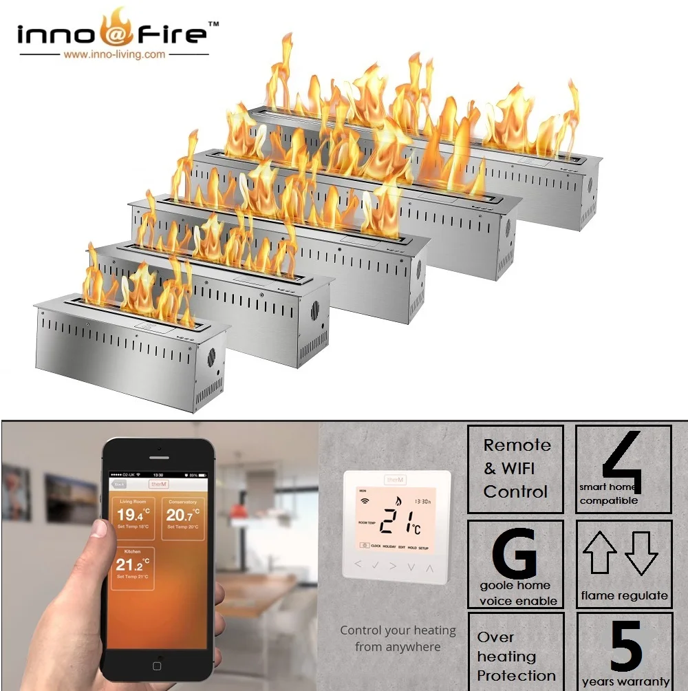 

Inno-Fire 36-дюймовая Серебристая или черная смарт-горелка с дистанционным управлением, интеллектуальная горелка биоэтанола