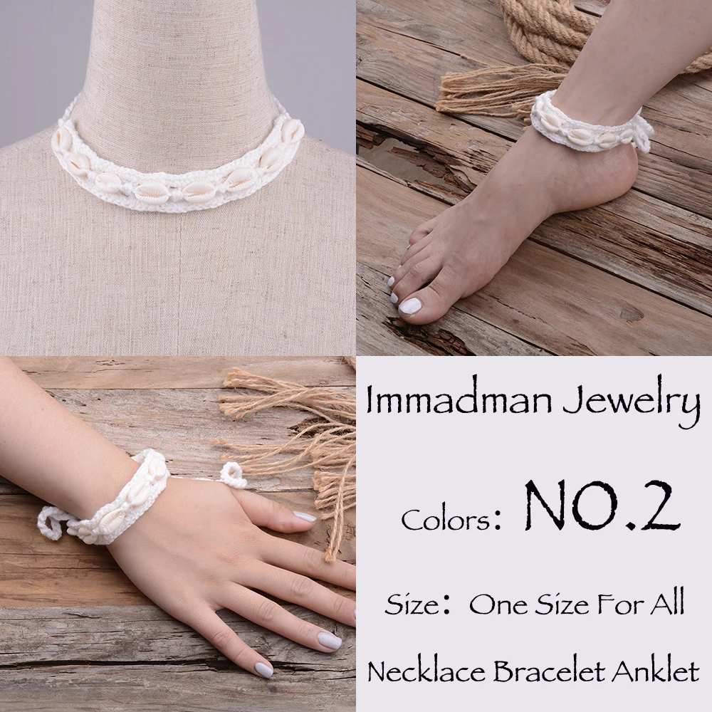 Women Barefoot Anklet Crochet Cotton Shell Anklet Necklace Chain Sandal Bracelet Foot Jewelry Bangle Accessory Female Anklet