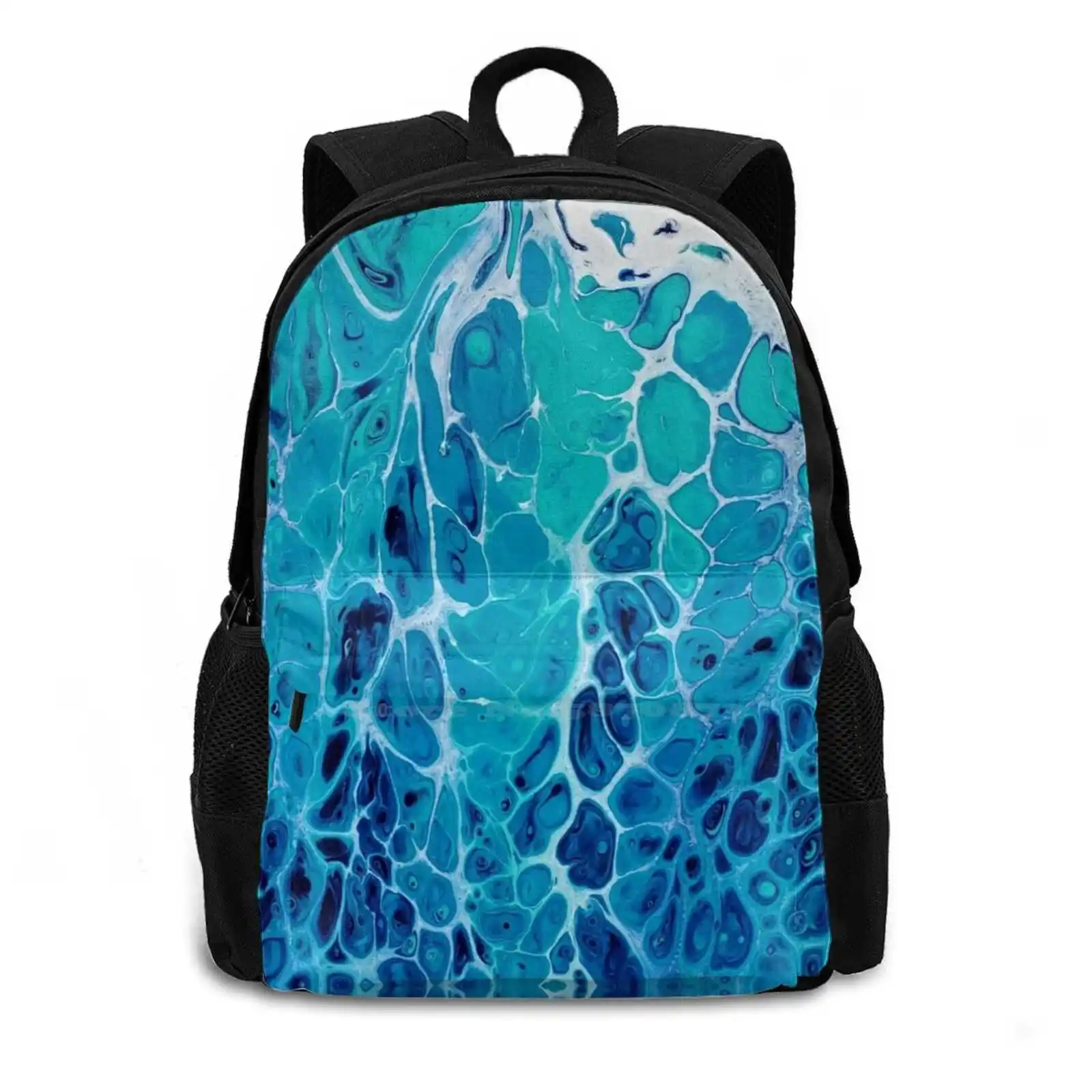 Ocean Fashion Pattern Design Travel Laptop School Backpack Bag Water Drops Blue Water Ocean Blues Blue White Acrylic Cells