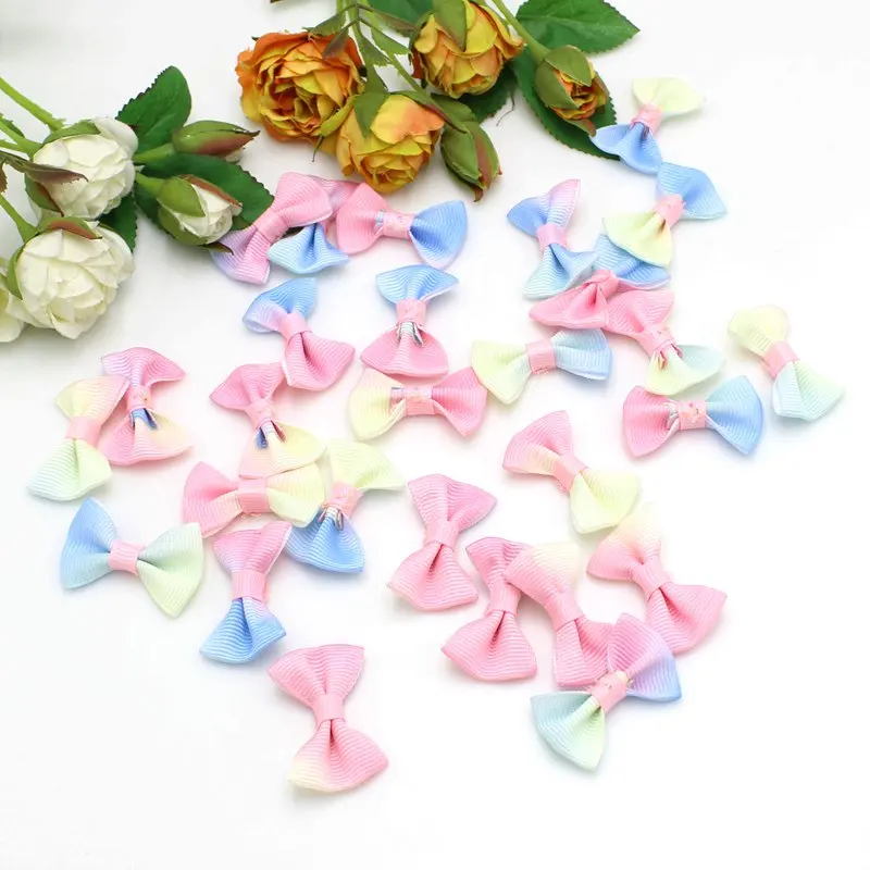 30Pcs 25*35cm Mini Satin Ribbon Bowknot Crafts Supplies Applique DIY Wedding Bow Tie Craft Scrapbooking Decoration